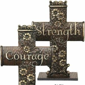Angelstar Faith Cross, Courage on Front and Strength on Back, 7-Inch
